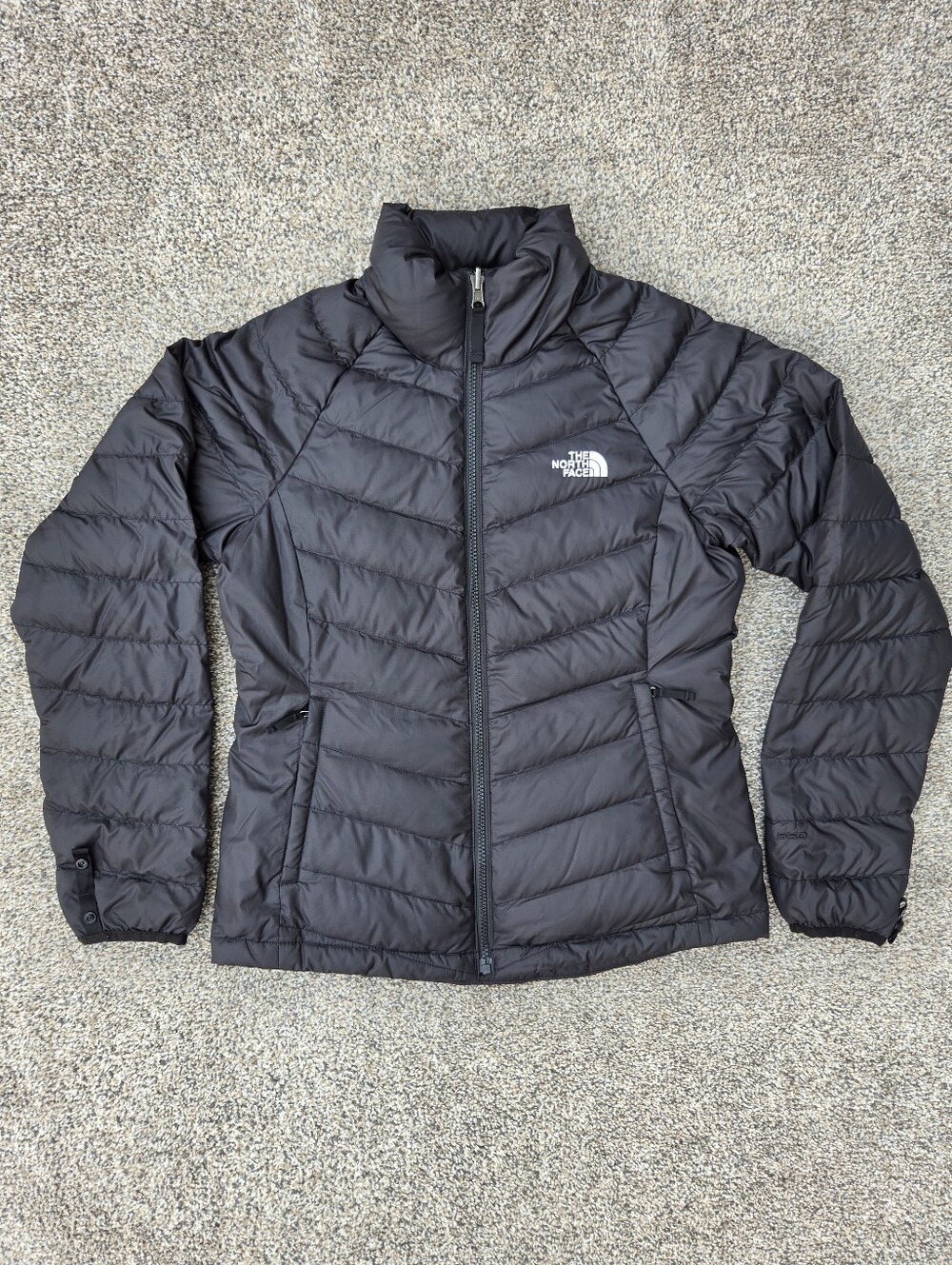 The North Face Flare Black Chevron Quilted 550 Down Puffer Jacket Coat Womens S